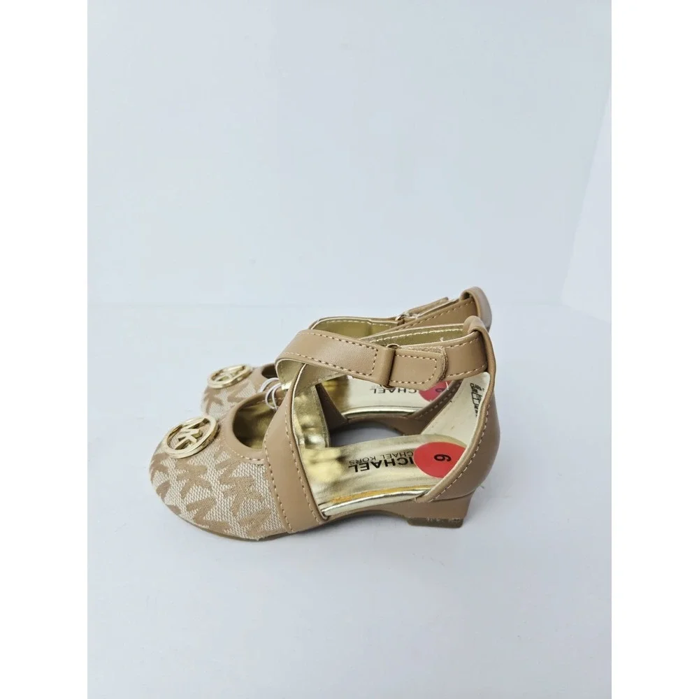 Michael Kors girls kids shoes NWT sz 6 sandal logo brown gold toddler